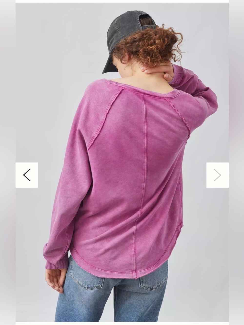 Anthropologie Pilcro Notch-Neck Sweatshirt Pink Women's Size XL